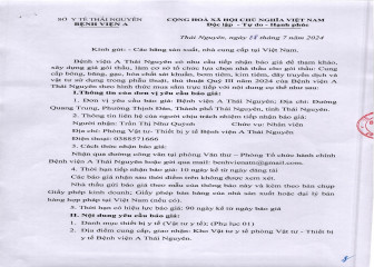 Thông báo mời chào giá gói thầu: cung cấp bông, băng, gạc, hóa chất sát khuẩn...sử dụng trong phẫu thuật, thủ thuật quý III