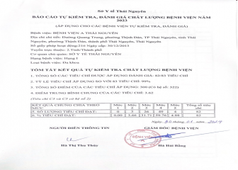 Báo cáo tự kiểm tra, đánh giá chất lượng Bệnh viện năm 2023