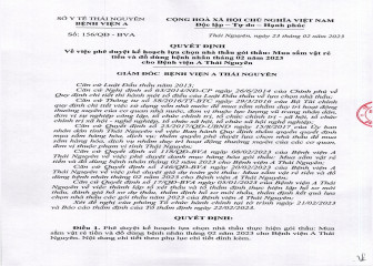 Phê duyệt kế hoạch lựa chọn nhà thầu gói thầu: Mua sắm vật rẻ tiền và đồ dùng bệnh nhân tháng 02/2023 cho Bệnh viện A (28/02/2023)