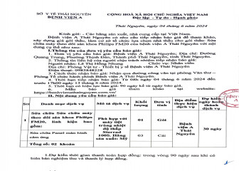 Thông báo mời chào giá gói thầu: Sửa chữa máy theo dõi sản khoa